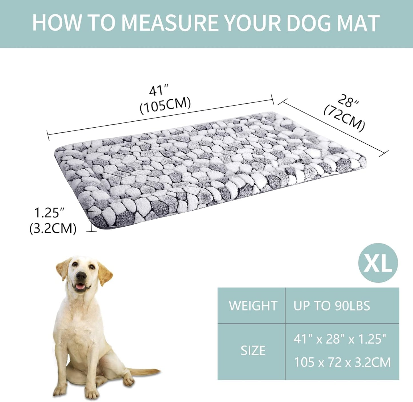 Reversible Crate Pad Cool/Warm Washable S-XXL Grey Stone