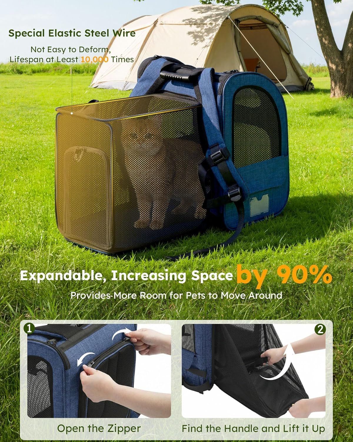 Cat Carrier Backpack Expandable, Cat Backpack with Breathable Window