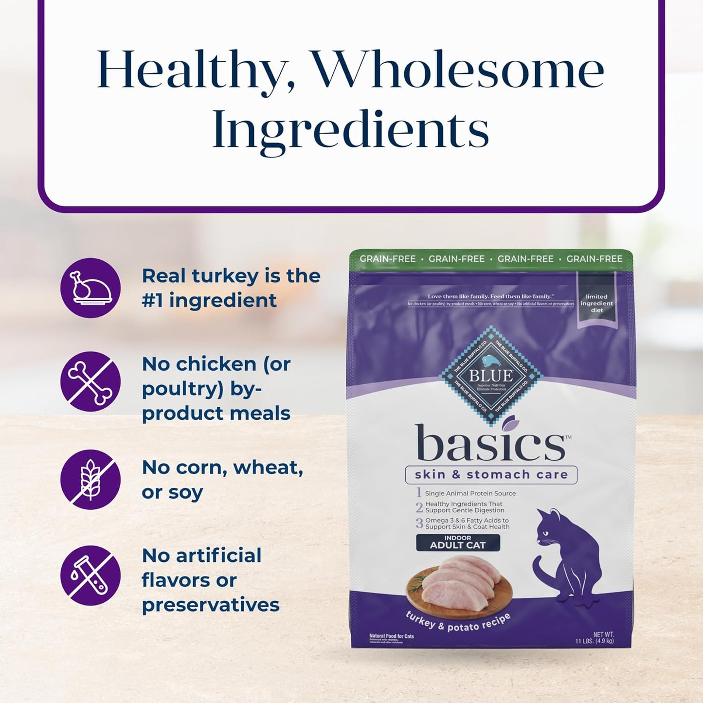 Basics Turkey Grain-Free Dry Cat Food, 11 Lb