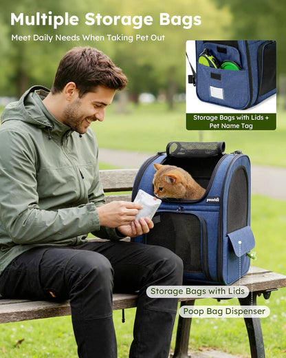 Cat Carrier Backpack Expandable, Cat Backpack with Breathable Window