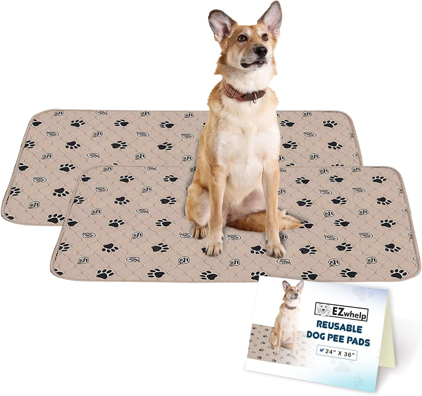 Reusable Dog Pee Pads, Washable Waterproof Mat 24X36 In, 2 Pack