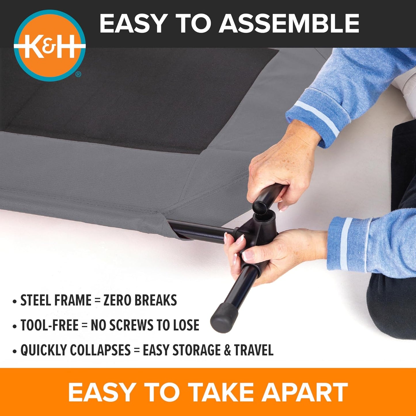 K&H Outdoor Elevated Dog Bed - Ultimate Cooling Raised Bed for Large Breeds, Gray, XL 50" x 32"