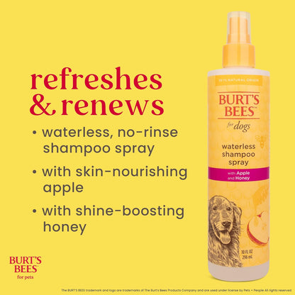 Burts Bees for Pets Waterless Shampoo Spray, with Apple & Honey, 10 Fl Oz