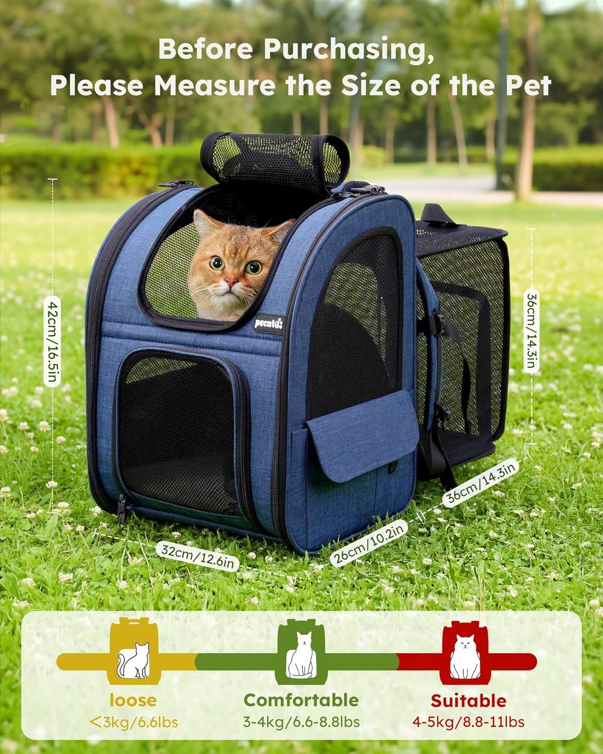 Cat Carrier Backpack Expandable, Cat Backpack with Breathable Window