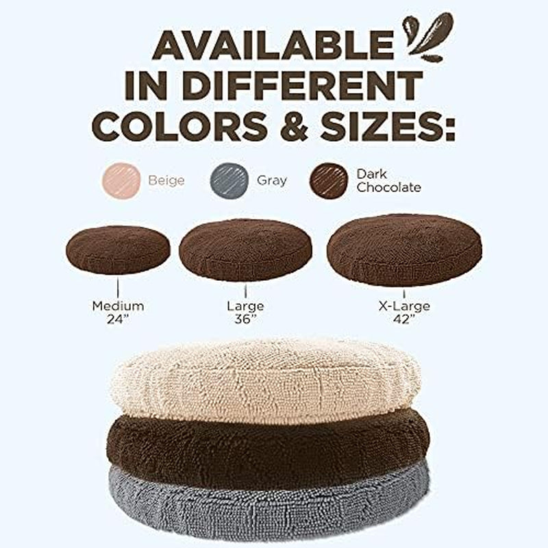 Soggy Doggy Super Snoozer round Dog Bed, Dark Chocolate, XL 42"X42"X7"