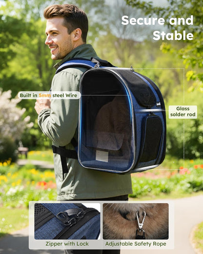 Cat Carrier Backpack Expandable, Cat Backpack with Breathable Window