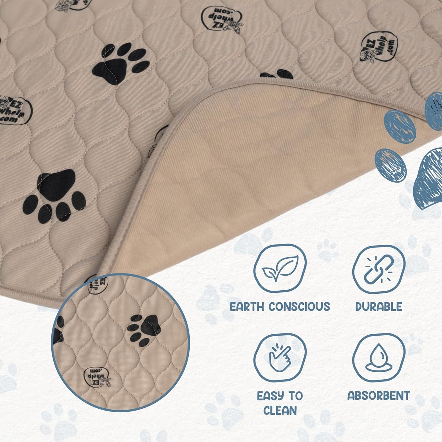 Reusable Dog Pee Pads, Washable Waterproof Mat 24X36 In, 2 Pack